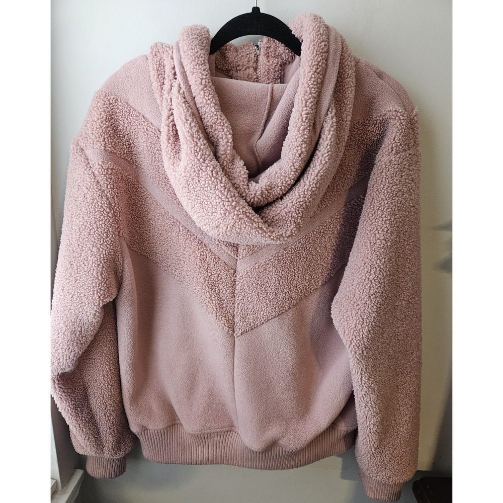 Koolaburra By UGG Fleece Sherpa Bomber Hoodie Jacket Women's M Pink Zip‎ Coat - Picture 2 of 11